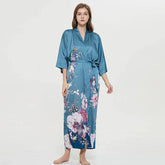 Women's Blossoms And Butterflies Floral Print Silk Kimono